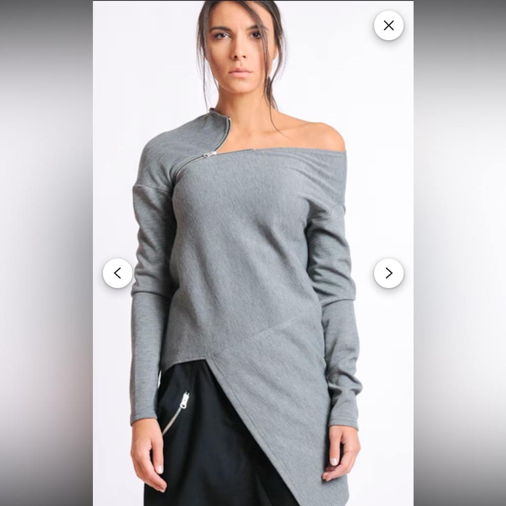Metamorphoza Asymmetrical Tunic Top Off Shoulder Zipper M - Picture 3 of 11